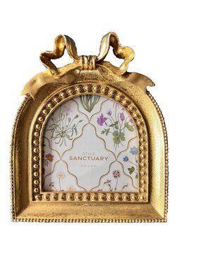 Gold Bow 4 x 4 Arched Photo Frame Style Sanctuary Feminine Beaded Picture Pretty